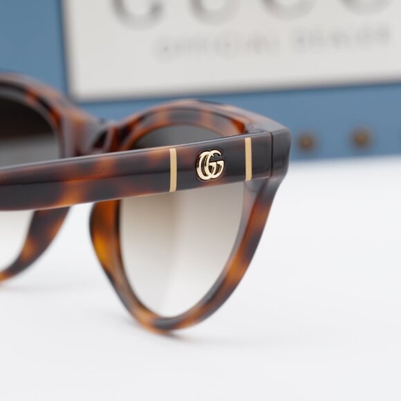 Gucci GG0763S 002 Cat Eye Sunglasses - Havana/Brown Gradient main image 10